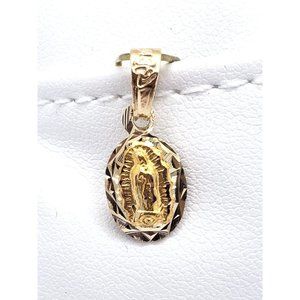 14k REAL GOLD Oval Guadalupe Scapular Pendant